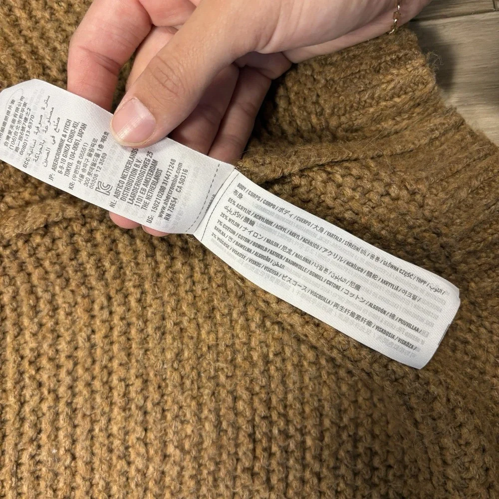 Abercrombie & Fitch Brown Chunky Knit Open Front Long Cardigan Sweater XS - Picture 7 of 8